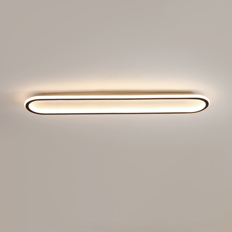 Modern Minimalist Linear Iron Aluminum Silicone LED Flush Mount Ceiling Light For Bedroom