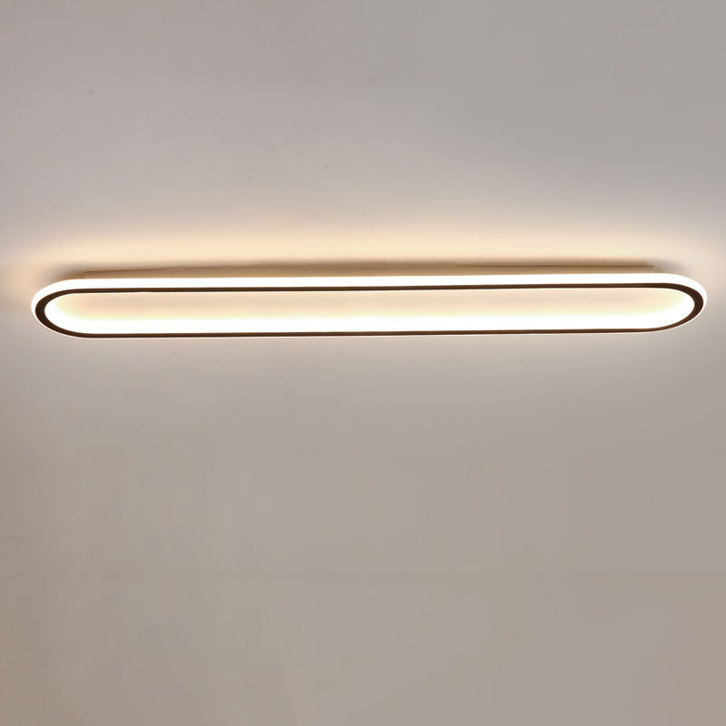 Modern Minimalist Linear Iron Aluminum Silicone LED Flush Mount Ceiling Light For Bedroom