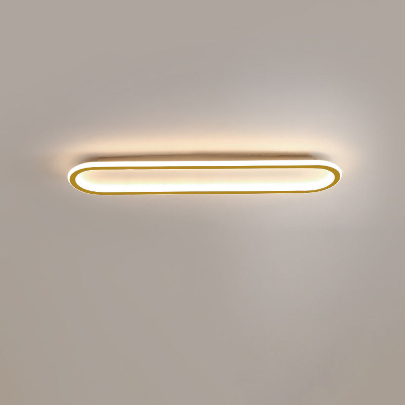 Modern Minimalist Linear Iron Aluminum Silicone LED Flush Mount Ceiling Light For Bedroom