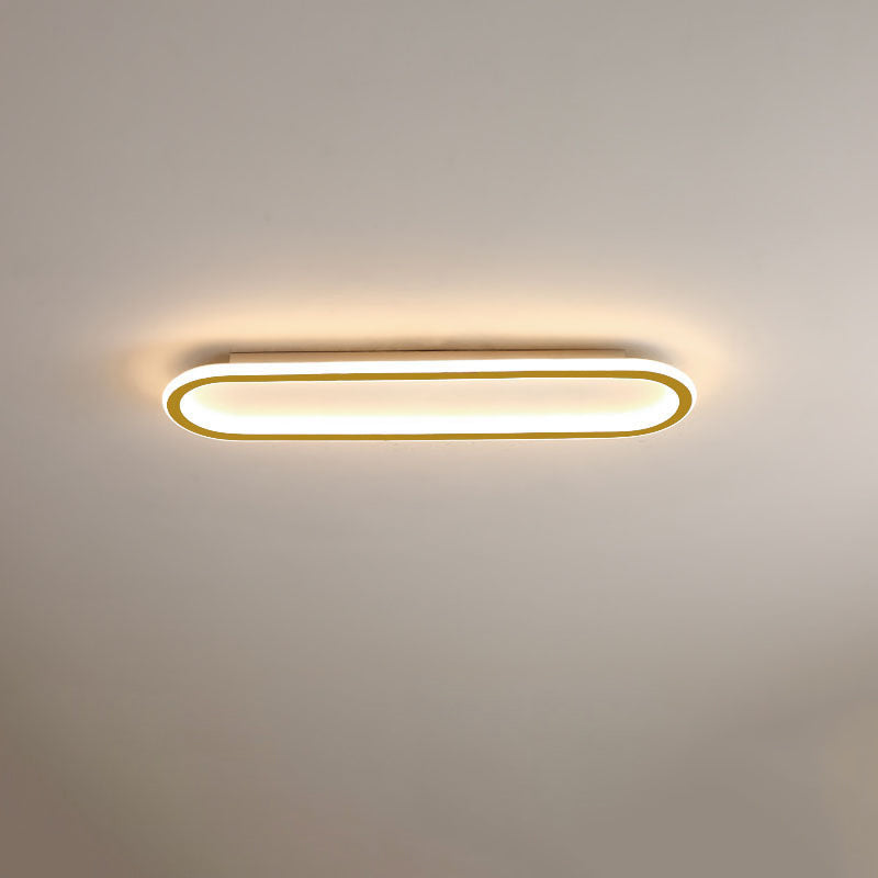 Modern Minimalist Linear Iron Aluminum Silicone LED Flush Mount Ceiling Light For Bedroom