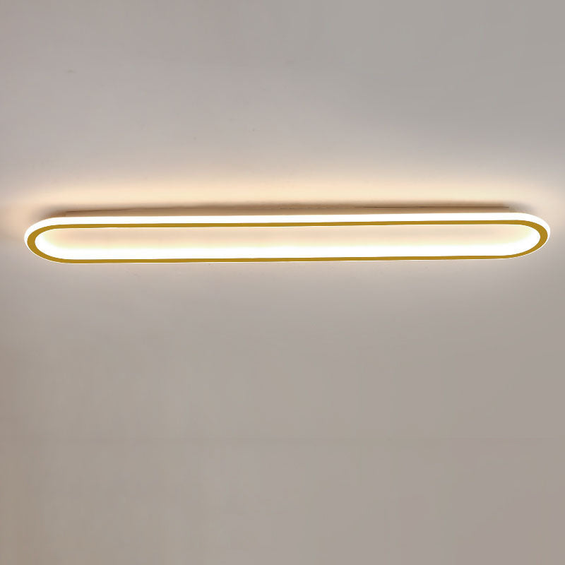 Modern Minimalist Linear Iron Aluminum Silicone LED Flush Mount Ceiling Light For Bedroom