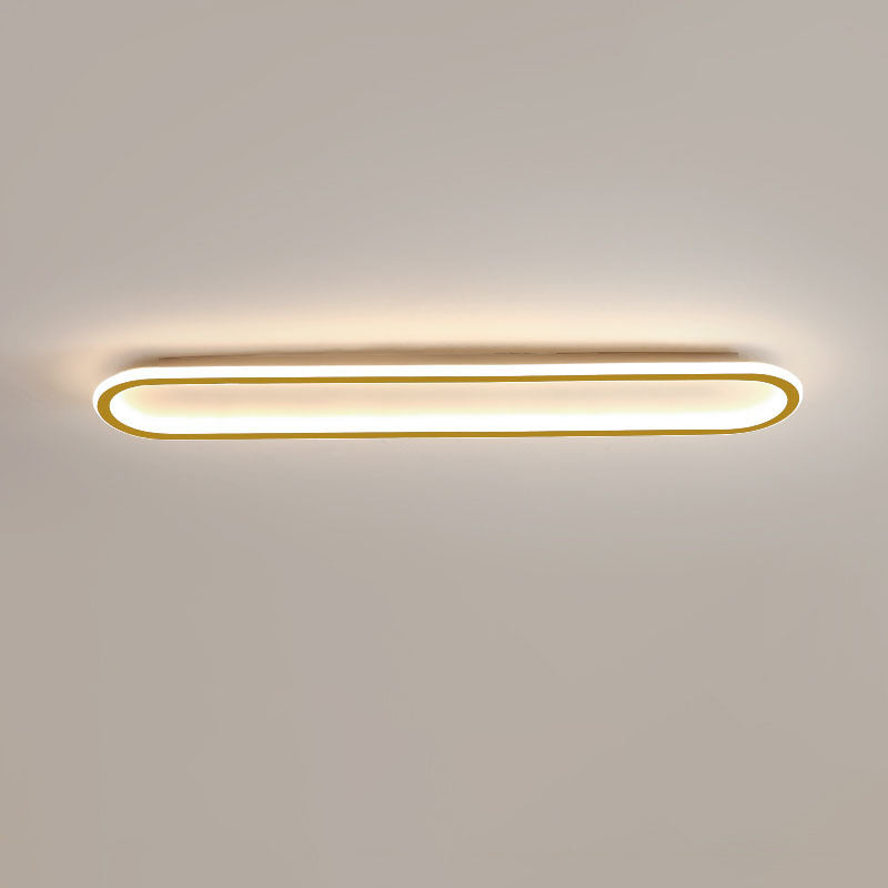 Modern Minimalist Linear Iron Aluminum Silicone LED Flush Mount Ceiling Light For Bedroom
