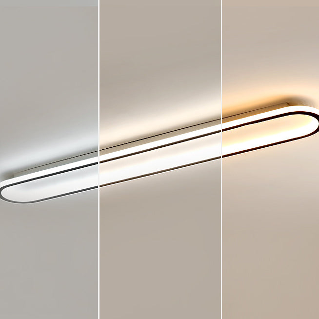Modern Minimalist Linear Iron Aluminum Silicone LED Flush Mount Ceiling Light For Bedroom