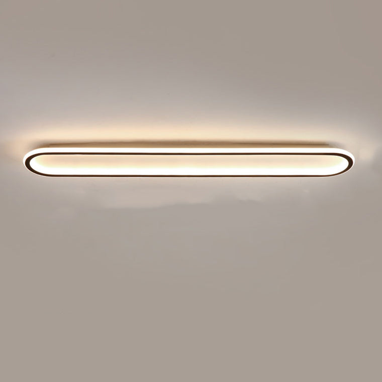 Modern Minimalist Linear Iron Aluminum Silicone LED Flush Mount Ceiling Light For Bedroom