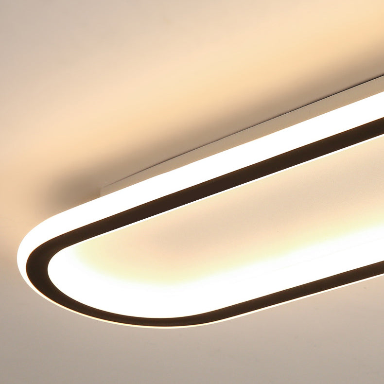 Modern Minimalist Linear Iron Aluminum Silicone LED Flush Mount Ceiling Light For Bedroom