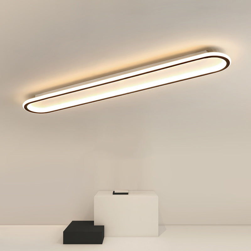 Modern Minimalist Linear Iron Aluminum Silicone LED Flush Mount Ceiling Light For Bedroom