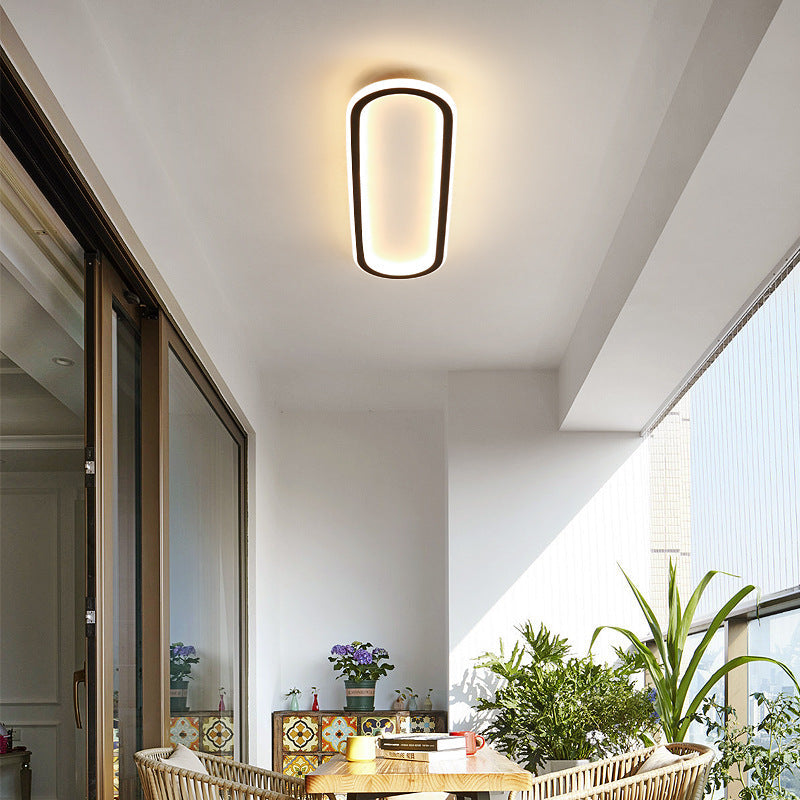 Modern Minimalist Linear Iron Aluminum Silicone LED Flush Mount Ceiling Light For Bedroom