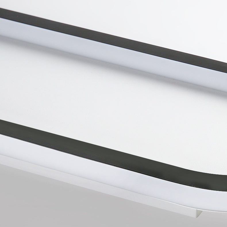 Modern Minimalist Linear Iron Aluminum Silicone LED Flush Mount Ceiling Light For Bedroom