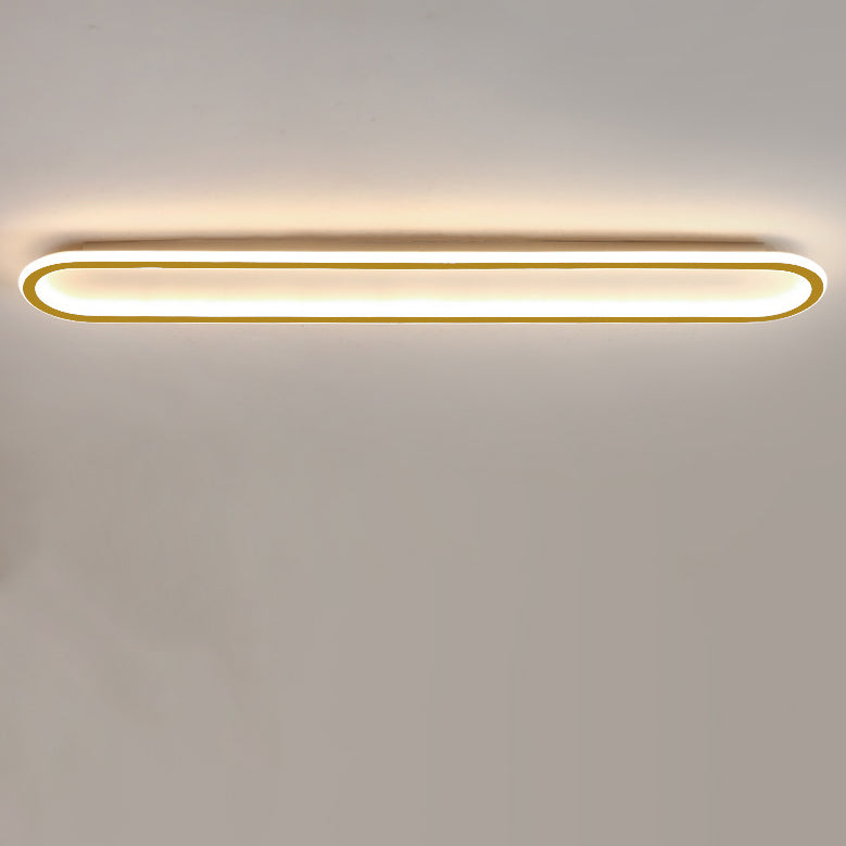 Modern Minimalist Linear Iron Aluminum Silicone LED Flush Mount Ceiling Light For Bedroom