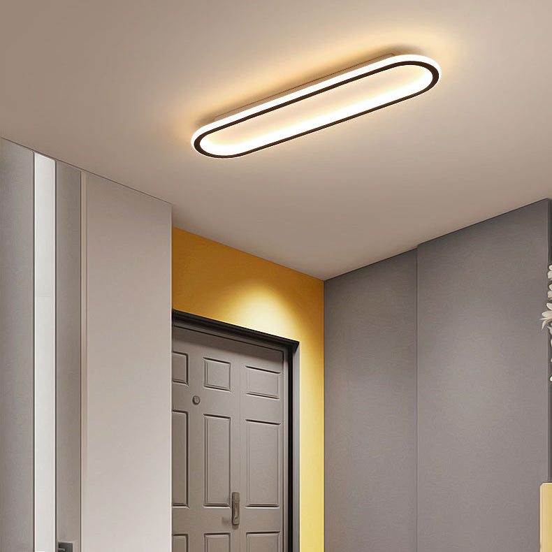 Modern Minimalist Linear Iron Aluminum Silicone LED Flush Mount Ceiling Light For Bedroom
