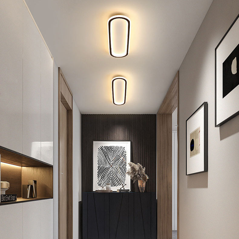 Modern Minimalist Linear Iron Aluminum Silicone LED Flush Mount Ceiling Light For Bedroom