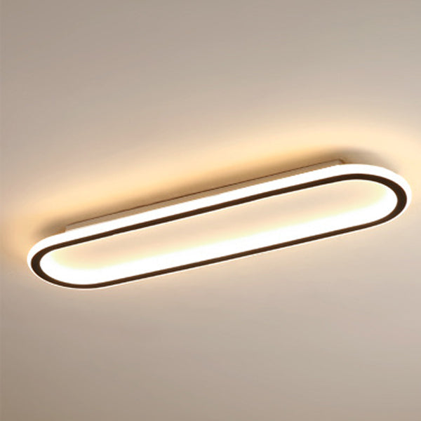 Modern Minimalist Linear Iron Aluminum Silicone LED Flush Mount Ceiling Light For Bedroom