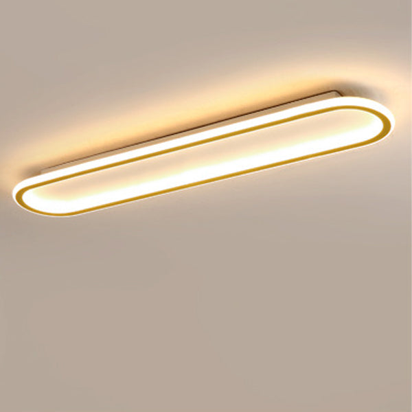 Modern Minimalist Linear Iron Aluminum Silicone LED Flush Mount Ceiling Light For Bedroom