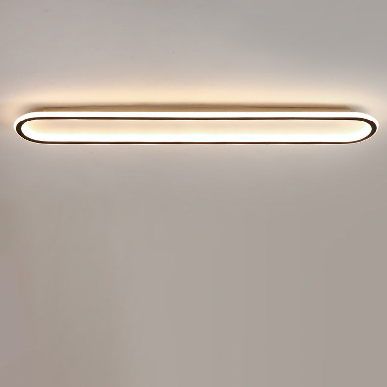 Modern Minimalist Linear Iron Aluminum Silicone LED Flush Mount Ceiling Light For Bedroom