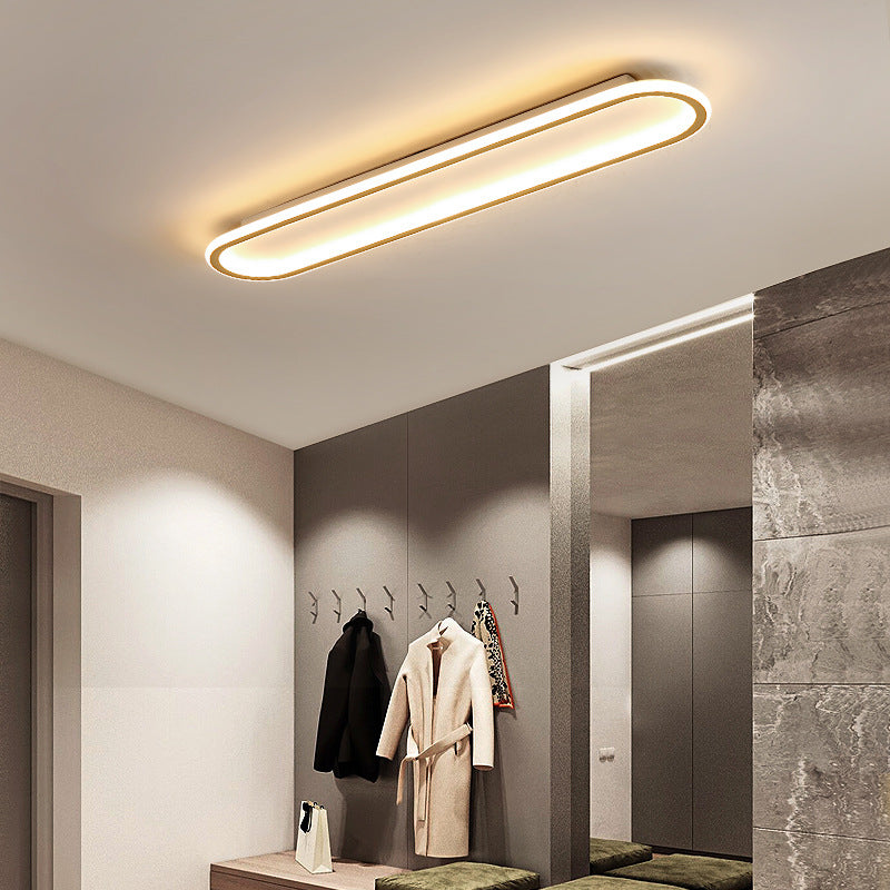 Modern Minimalist Linear Iron Aluminum Silicone LED Flush Mount Ceiling Light For Bedroom