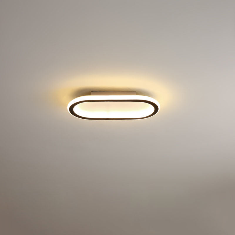 Modern Minimalist Linear Iron Aluminum Silicone LED Flush Mount Ceiling Light For Bedroom