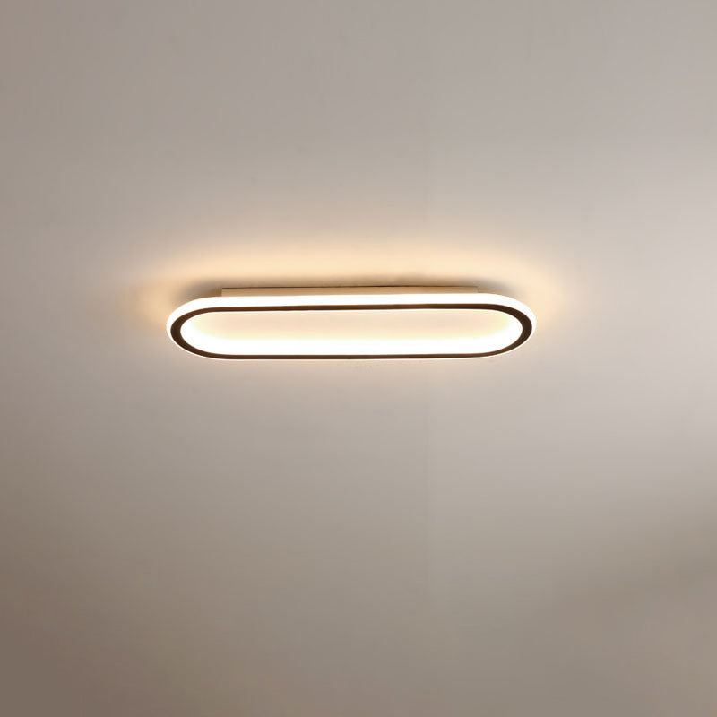 Modern Minimalist Linear Iron Aluminum Silicone LED Flush Mount Ceiling Light For Bedroom