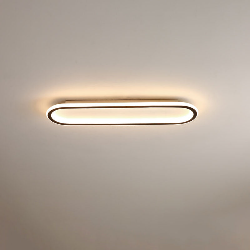 Modern Minimalist Linear Iron Aluminum Silicone LED Flush Mount Ceiling Light For Bedroom