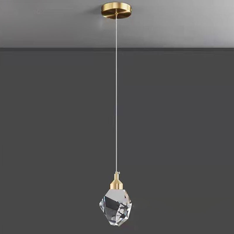 Modern Luxury Diamond Cube Crystal Iron LED Pendant Light For Bedroom