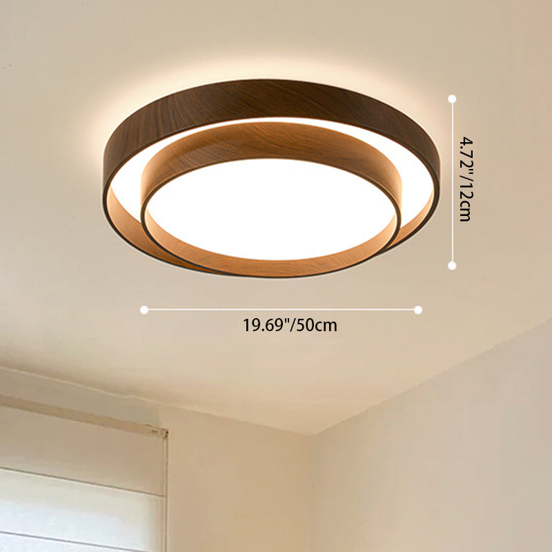 Modern Minimalist Double Layer Round Iron Acrylic LED Flush Mount Ceiling Light For Living Room