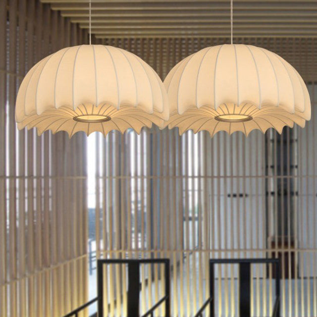 Contemporary Creative Round Jellyfish Iron Artificial Silk 1-Light Pendant Light For Living Room