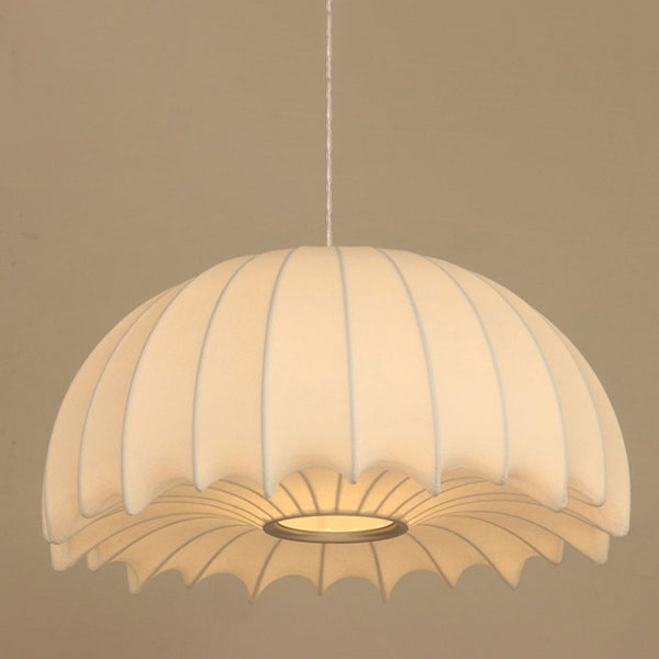 Contemporary Creative Round Jellyfish Iron Artificial Silk 1-Light Pendant Light For Living Room