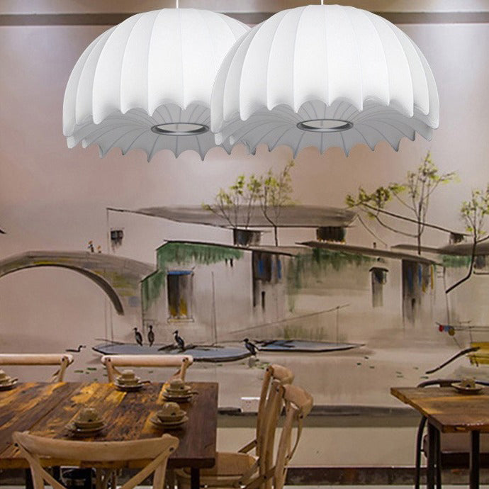 Contemporary Creative Round Jellyfish Iron Artificial Silk 1-Light Pendant Light For Living Room