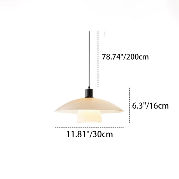 Modern Minimalist Flying Saucer Glass Shade Iron 1-Light Pendant Light For Living Room