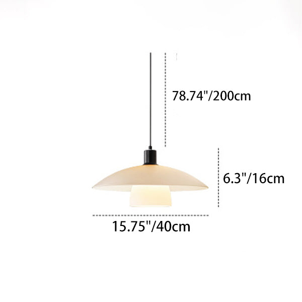 Modern Minimalist Flying Saucer Glass Shade Iron 1-Light Pendant Light For Living Room
