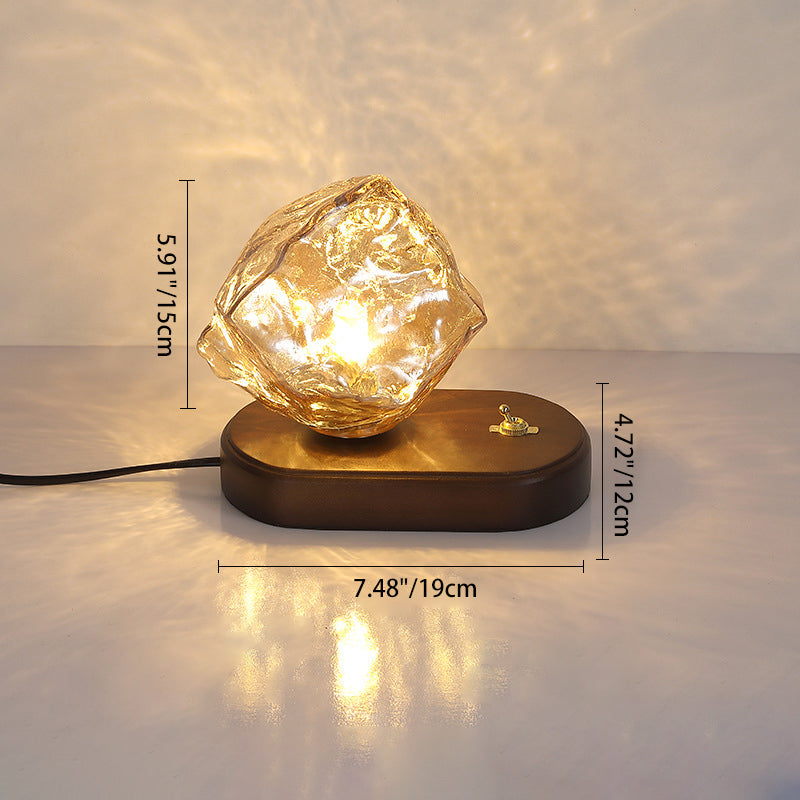 Contemporary Retro Oval Ice Cube Shape Glass 1-Light Table Lamp For Bedroom