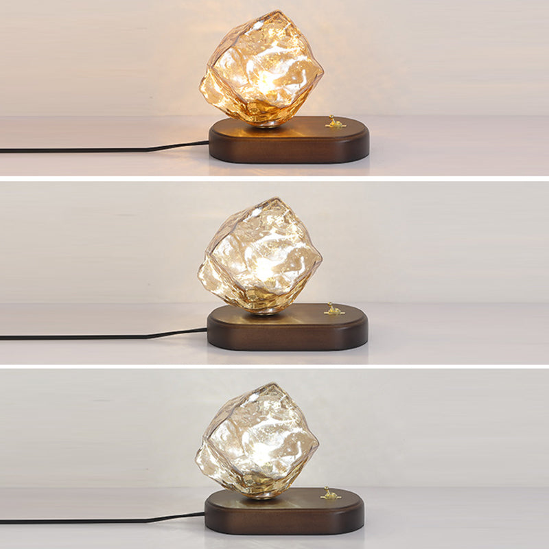 Contemporary Retro Oval Ice Cube Shape Glass 1-Light Table Lamp For Bedroom