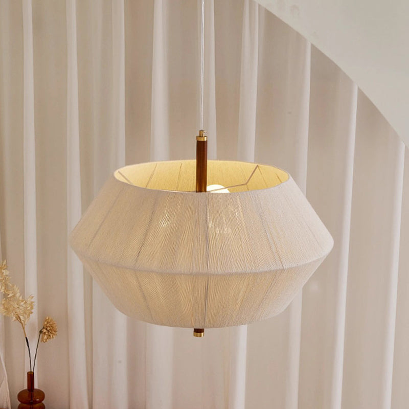 Contemporary Boho Round Drum Cotton Thread Weaving Hardware Wood 1/3 - Light Pendant Light For Living Room