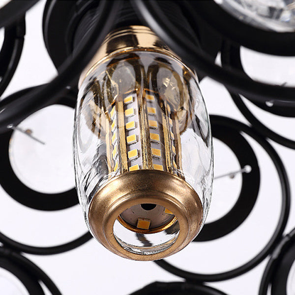 Contemporary Creative Iron Aluminum Crystal Hollow Ball 1-Light Semi-Flush Mount Ceiling Light For Living Room