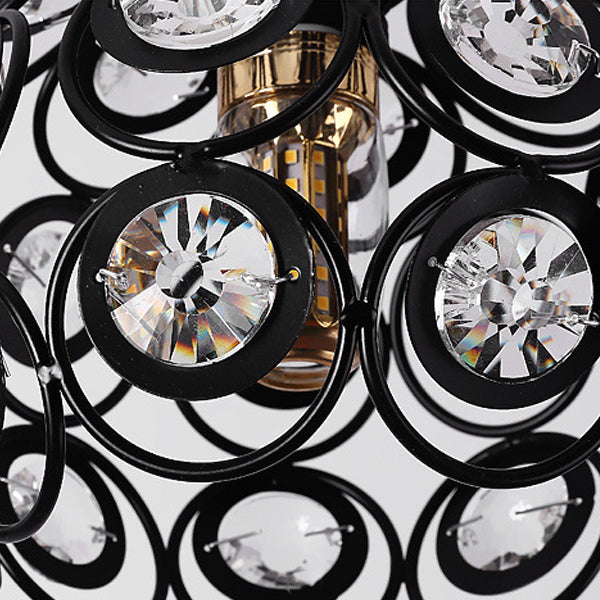 Contemporary Creative Iron Aluminum Crystal Hollow Ball 1-Light Semi-Flush Mount Ceiling Light For Living Room
