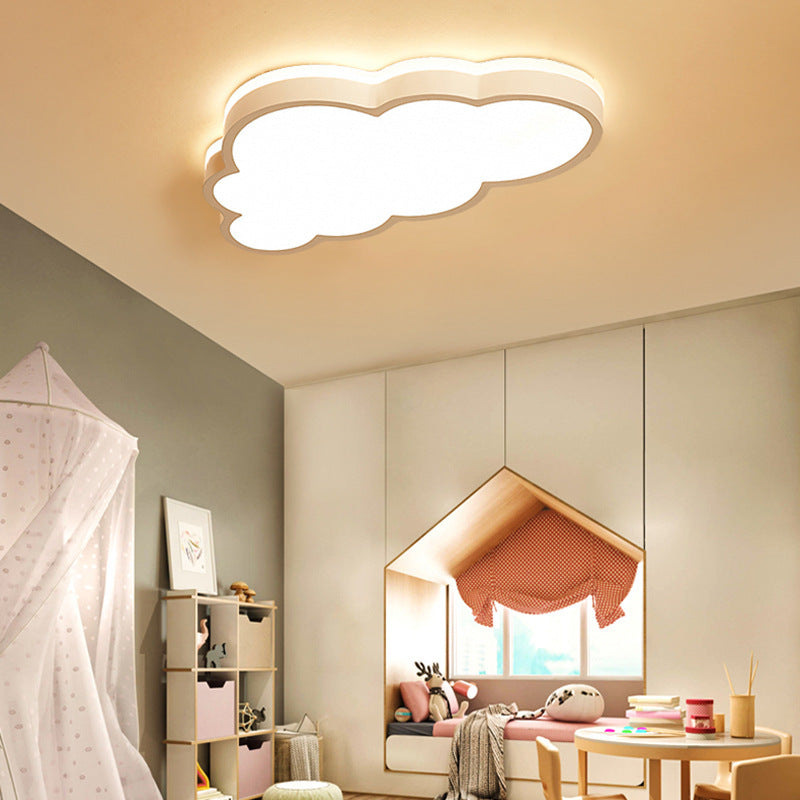 Contemporary Nordic Cloud Iron Acrylic LED Flush Mount Ceiling Light For Bedroom