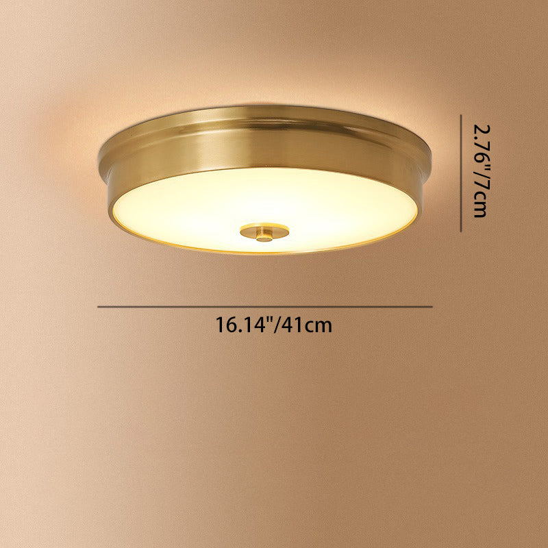 Modern Luxury Round Brass Glass LED Flush Mount Ceiling Light For Living Room
