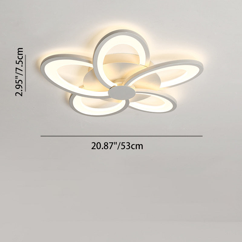 مصباح سقف LED شبه مسطح من الأكريليك على شكل ورقة طاحونة هوائية دائرية الشكل بتصميم معاصر لغرفة النوم