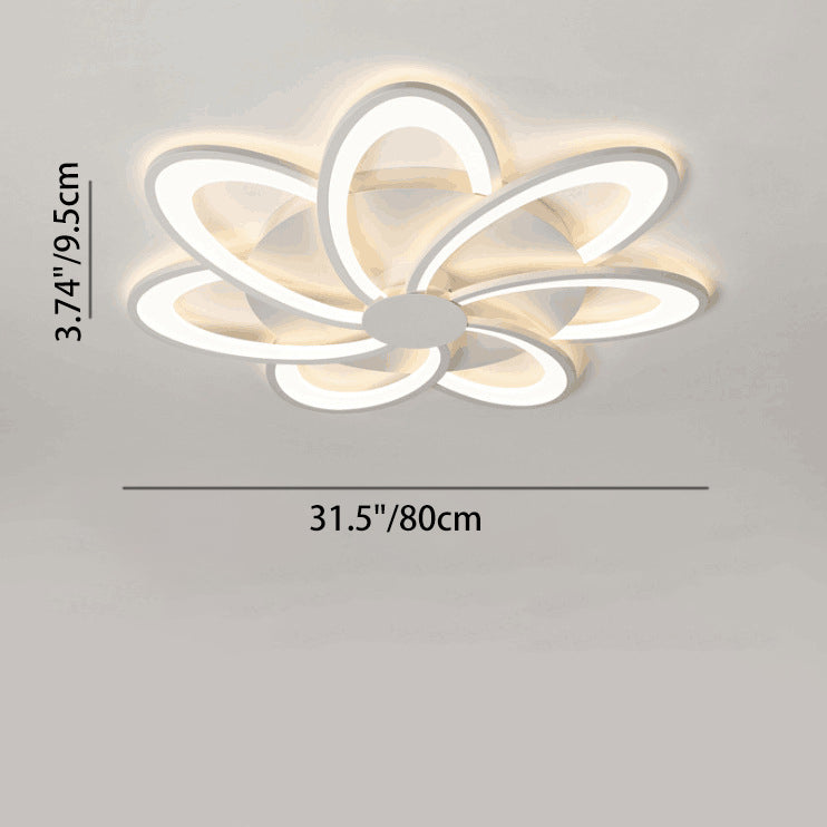 مصباح سقف LED شبه مسطح من الأكريليك على شكل ورقة طاحونة هوائية دائرية الشكل بتصميم معاصر لغرفة النوم