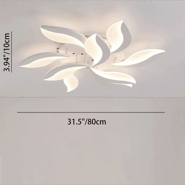 مصباح سقف LED شبه مسطح من الأكريليك على شكل ورقة طاحونة هوائية دائرية الشكل بتصميم معاصر لغرفة النوم