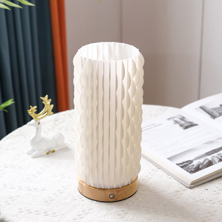Contemporary Creative USB 3D Curved Wave Tulip Hedgehog Wood Base PLA LED Table Lamp Night Light For Bedroom