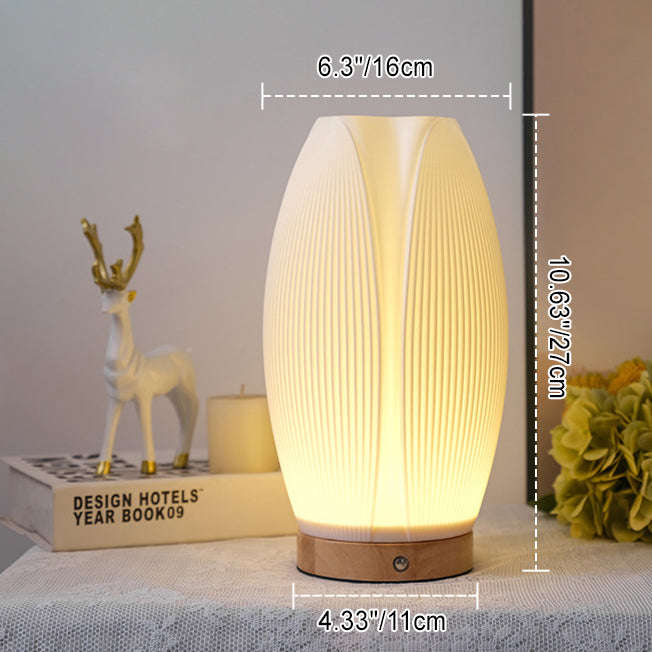 Contemporary Creative USB 3D Curved Wave Tulip Hedgehog Wood Base PLA LED Table Lamp Night Light For Bedroom