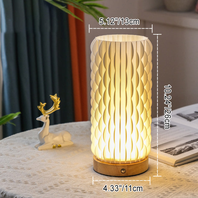 Contemporary Creative USB 3D Curved Wave Tulip Hedgehog Wood Base PLA LED Table Lamp Night Light For Bedroom