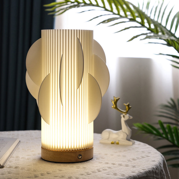 Contemporary Creative USB 3D Curved Wave Tulip Hedgehog Wood Base PLA LED Table Lamp Night Light For Bedroom