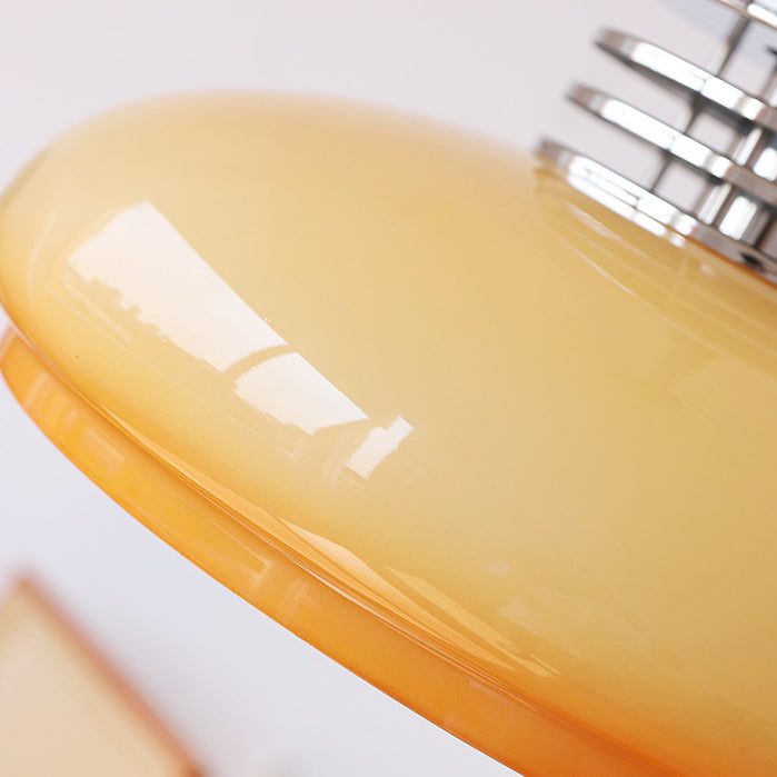 Traditional Vintage Round Head Glass Shade Iron PVC 1-Light Pendant Light For Living Room