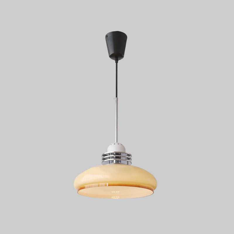 Traditional Vintage Round Head Glass Shade Iron PVC 1-Light Pendant Light For Living Room