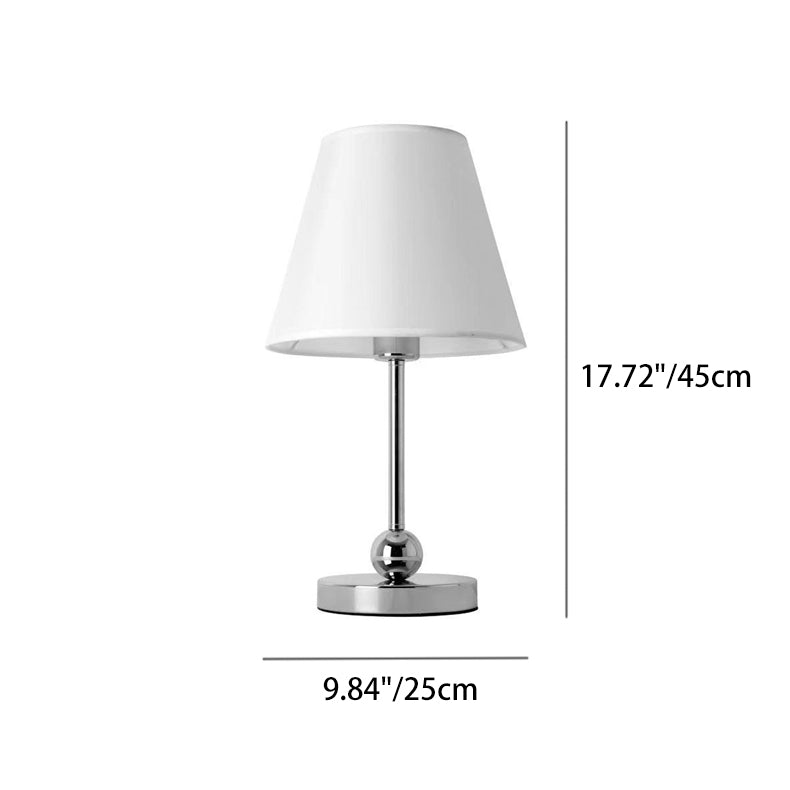 Modern Minimalist Fabric Drum Shape Metal Bead 1-Light Table Lamp For Bedroom