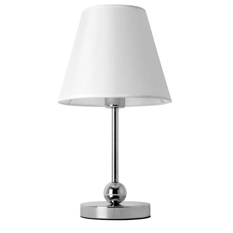 Modern Minimalist Fabric Drum Shape Metal Bead 1-Light Table Lamp For Bedroom