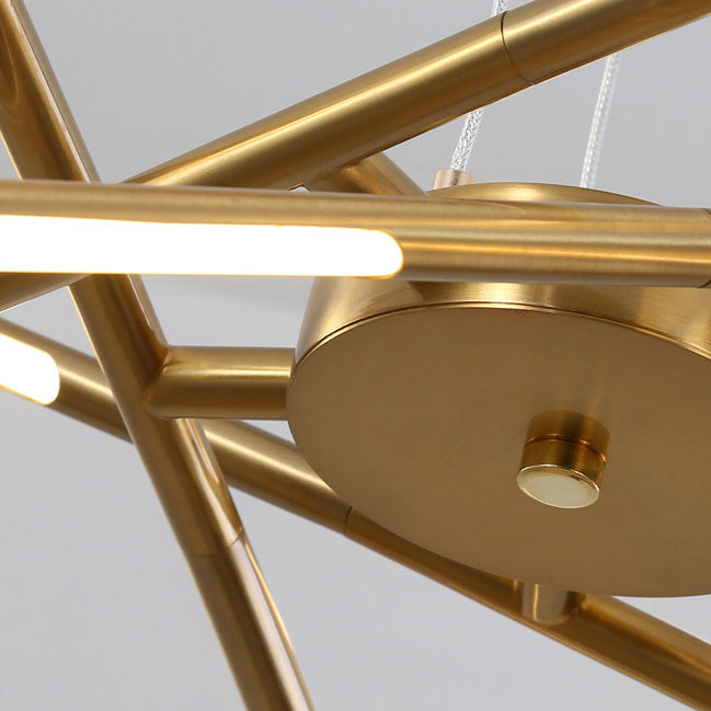 Contemporary Creative Long Strip Crossing Branches Hardware Acrylic LED Chandelier For Dining Room