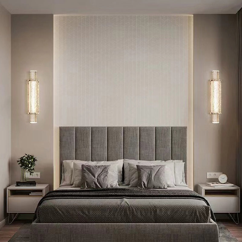 Modern Luxury Bubble Cylinder Iron Glass LED Wall Sconce Lamp For Bedroom