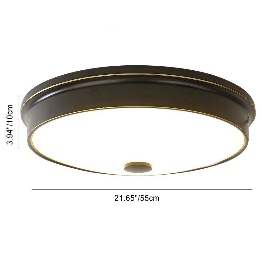 Traditional European Round Iron Glass LED Flush Mount Ceiling Light For Bedroom